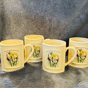 1978 Enesco Garden Trellis 4 Pc Coffee Cups